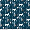 Riley Blake Winter Magic Animals Navy Flannel Fabric