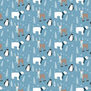 Riley Blake Winter Magic Animals Blue Flannel Fabric