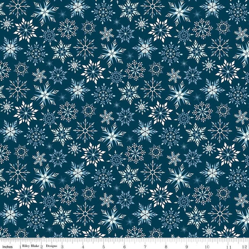Riley Blake Winter Magic Snowflake Navy Flannel Fabric