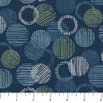 Northcott Dots And Dashes Circles And Dots Navy Flannel Fabric