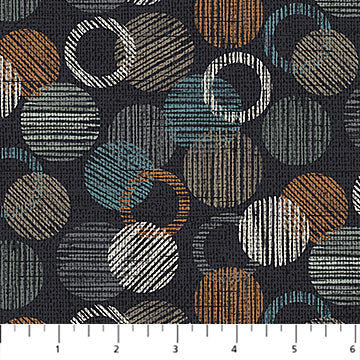 Northcott Dots And Dashes Circles And Dots Black Flannel Fabric