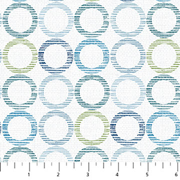 Northcott Dots And Dashes Circles White Flannel Fabric