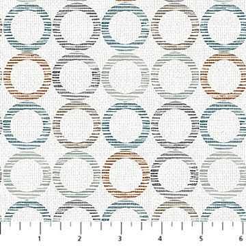 Northcott Dots And Dashes Circles Gray Rust Flannel Fabric