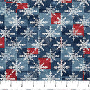Northcott Village Folk Snowflake Grid Light Blue Flannel Fabric