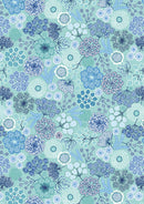 Lewis And Irene Jardin d'Hiver Winter Floral Iced Blue Flannel Fabric