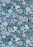 Lewis And Irene Jardin d'Hiver Winter Floral Dark Blue Flannel Fabric