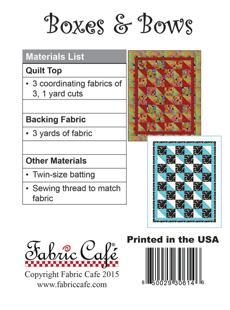 Fabric Cafe Boxes And Bows Quilt Pattern