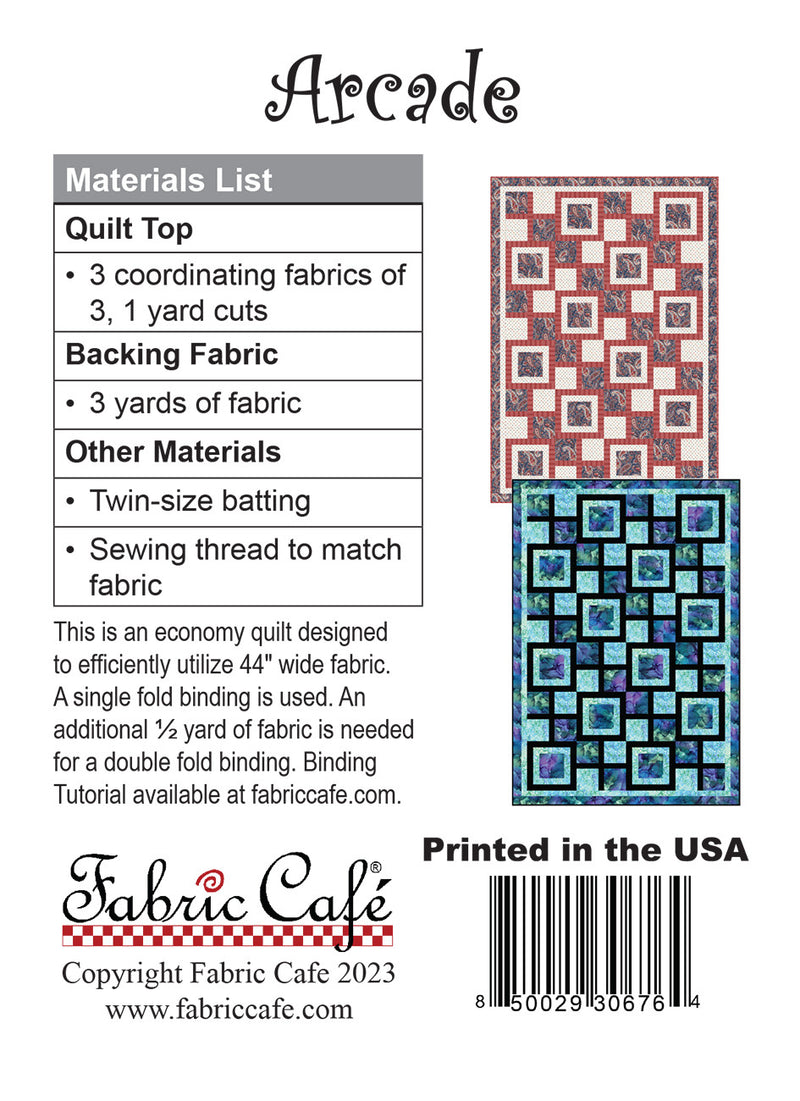 Fabric Cafe Arcade Quilt Pattern