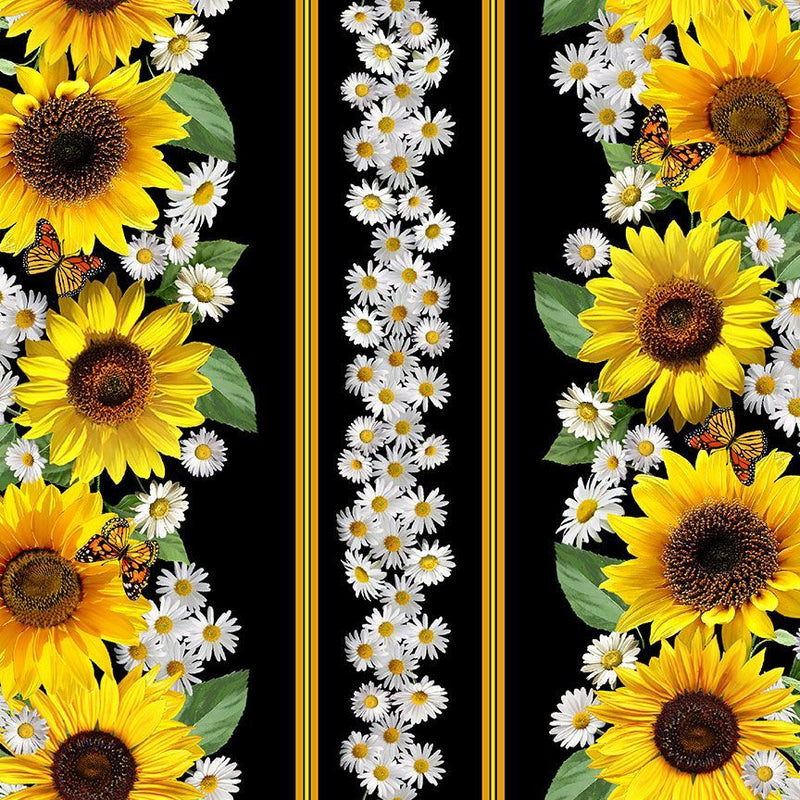 Timeless Treasures Advice From A Sunflower Border Stripe Fabric