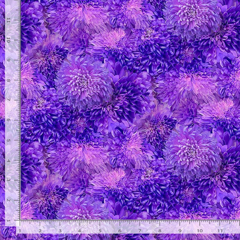 Timeless Treasures Garden Delights Packed Flowers Purple Fabric