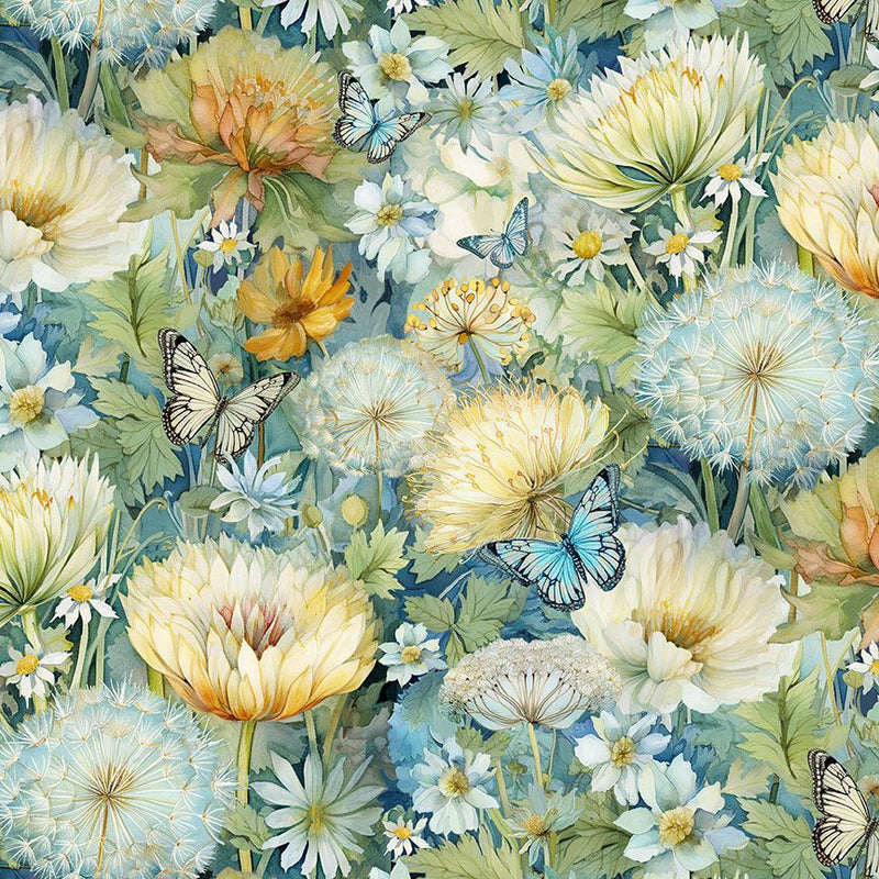 Timeless Treasures Forest Whisper Floral And Butterflies Fabric
