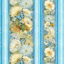 Timeless Treasures Forest Whisper Border Stripe Blue Fabric