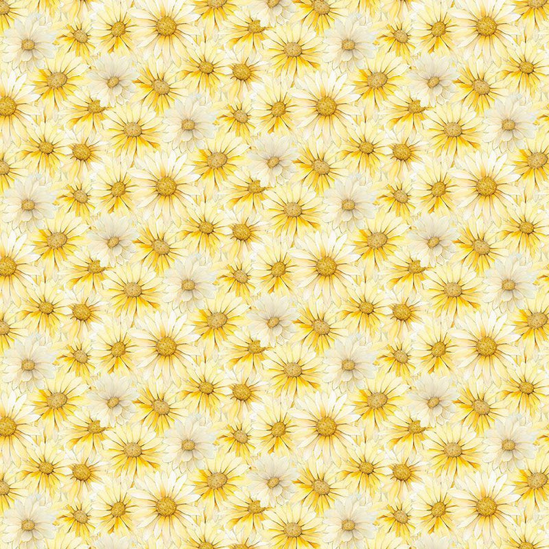 Timeless Treasures Forest Whisper Packed Daisy Yellow Fabric