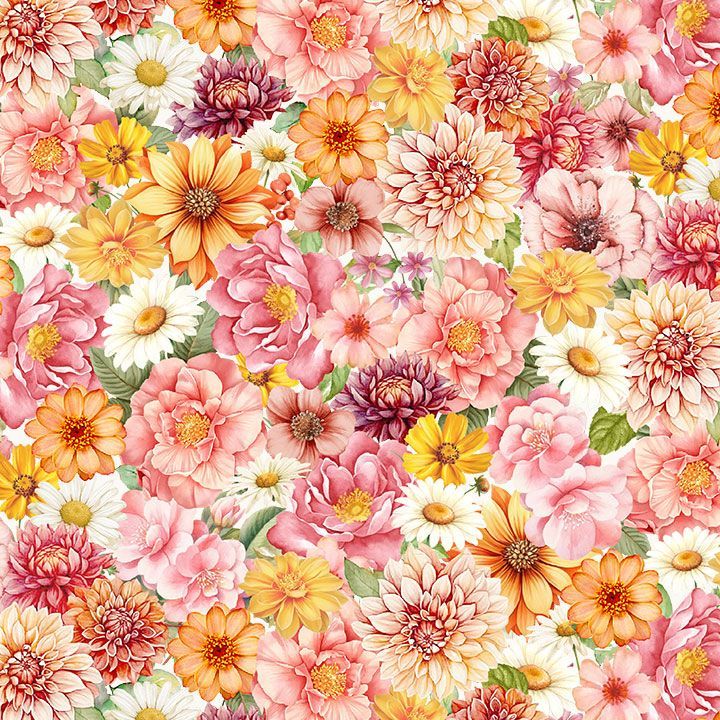 Timeless Treasures Happy Place Packed Flowers Fabric