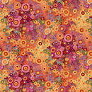 Timeless Treasures Calico Cat Painted Circle Geo Orange Fabric