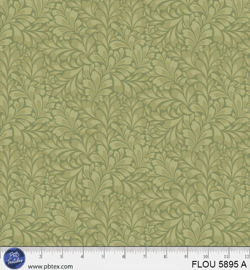 P & B Textiles Flourish  Graphic Flourishes Green Fabric