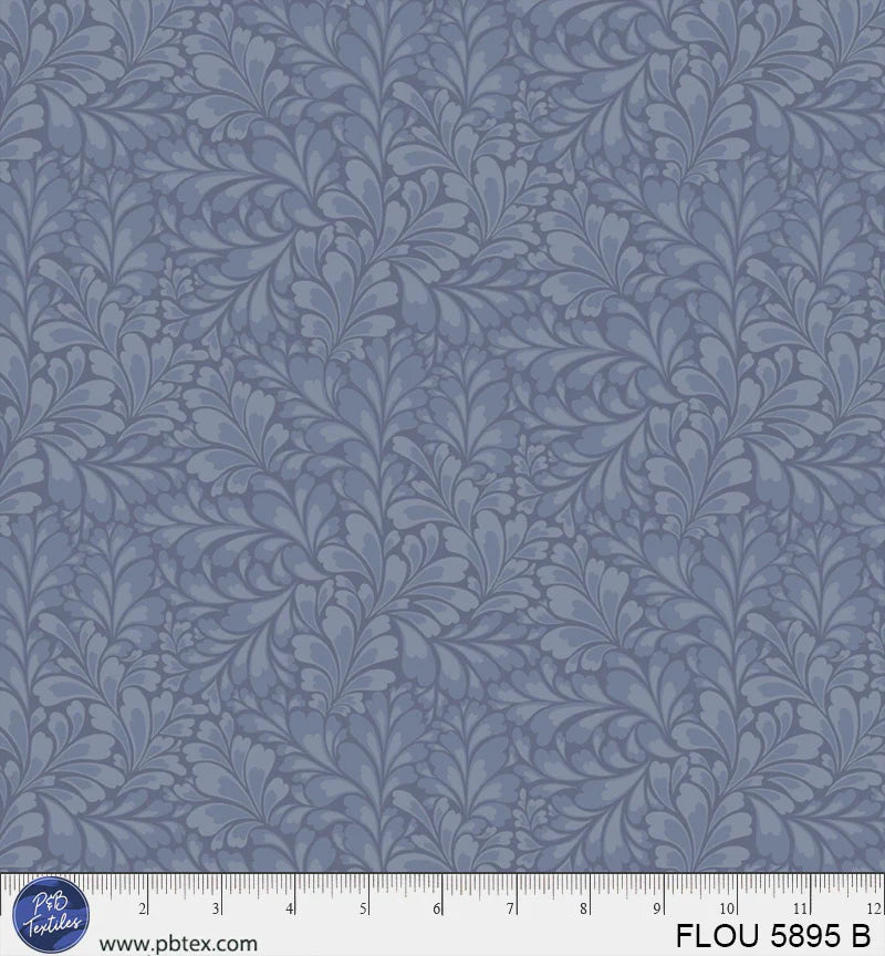 P & B Textiles Flourish Graphic Flourishes Blue Fabric