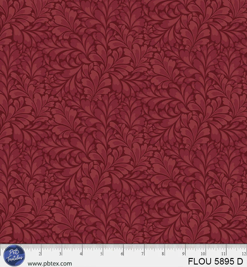 P & B Textiles Flourish Graphic Flourishes Burgundy Fabric