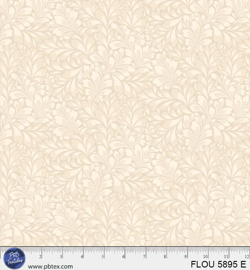 P & B Textiles Flourish Graphic Flourishes Cream Fabric