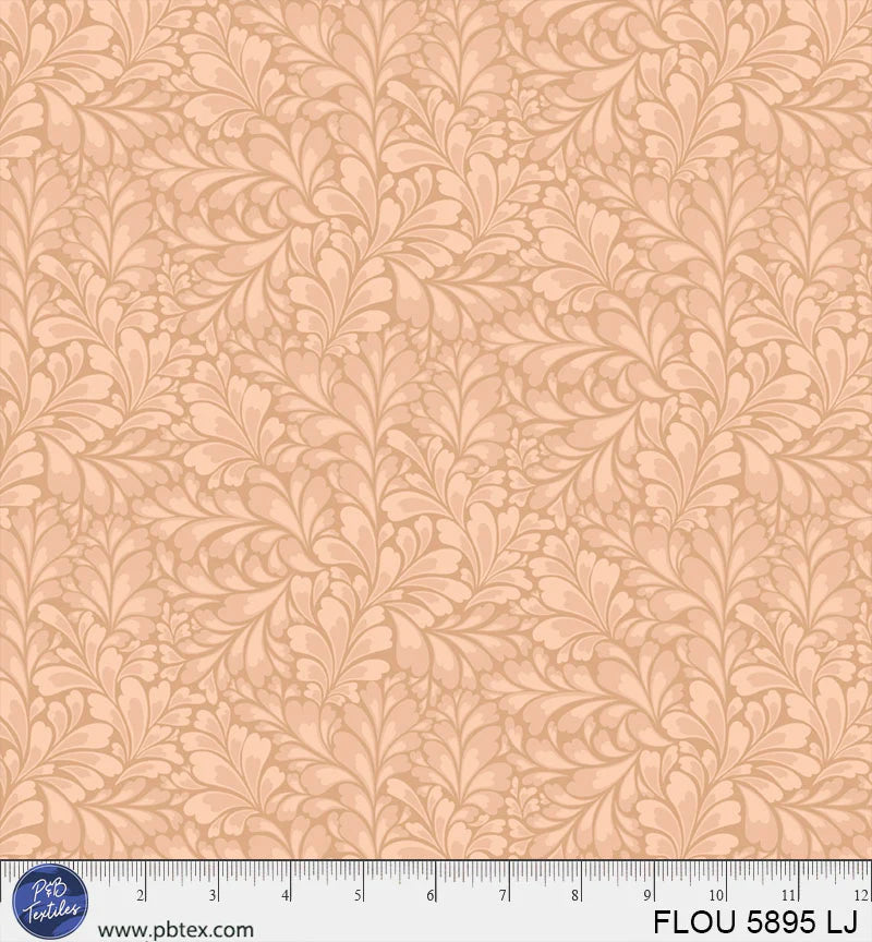 P & B Textiles Flourish Graphic Flourishes Peach Fabric