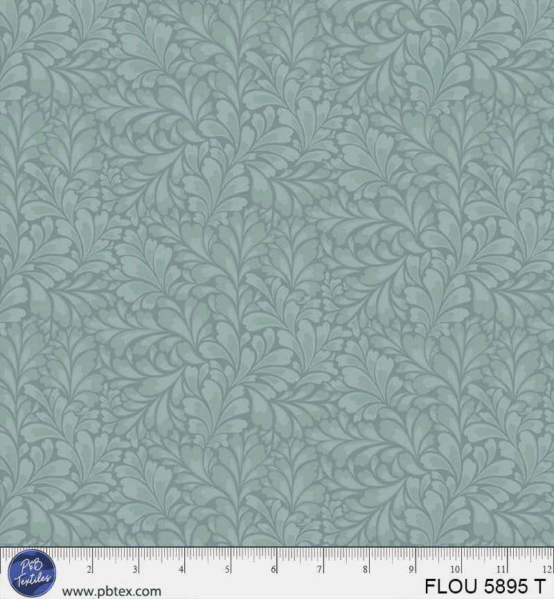P & B Textiles Flourish Graphic Flourishes Teal Fabric