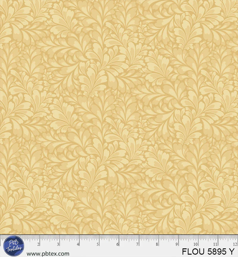 P & B Textiles Flourish Graphic Flourishes Yellow Fabric