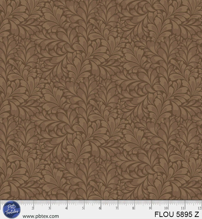 P & B Textiles Flourish Graphic Flourishes Brown Fabric