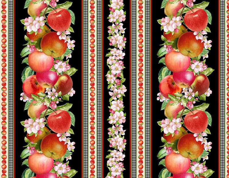 Timeless Treasures Orchard Valley Apple Border Stripe Fabric