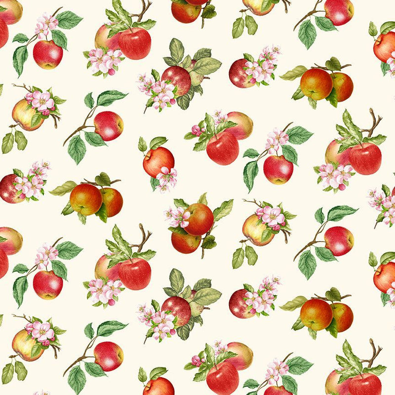 Timeless Treasures Orchard Valley Tossed Apples With Leaves Fabric