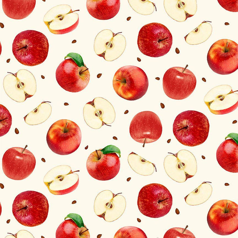 Timeless Treasures Orchard Valley Cream Apples And Slices Fabric