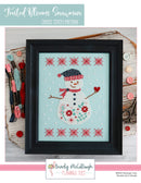 Frosted Blooms Snowman Cross Stitch Pattern