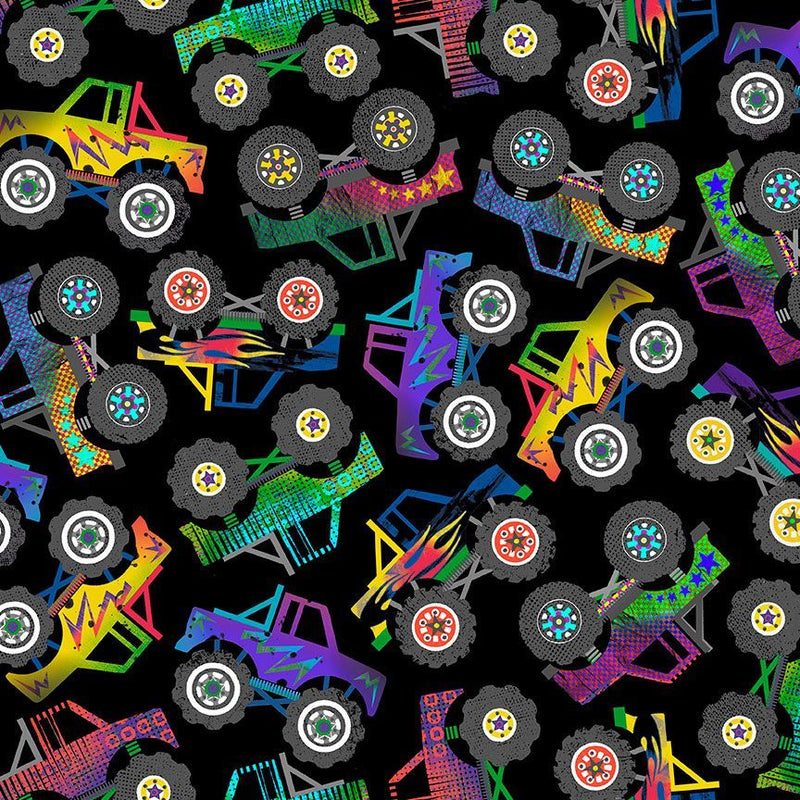 Timeless Treasures Monster Truck Black Fabric