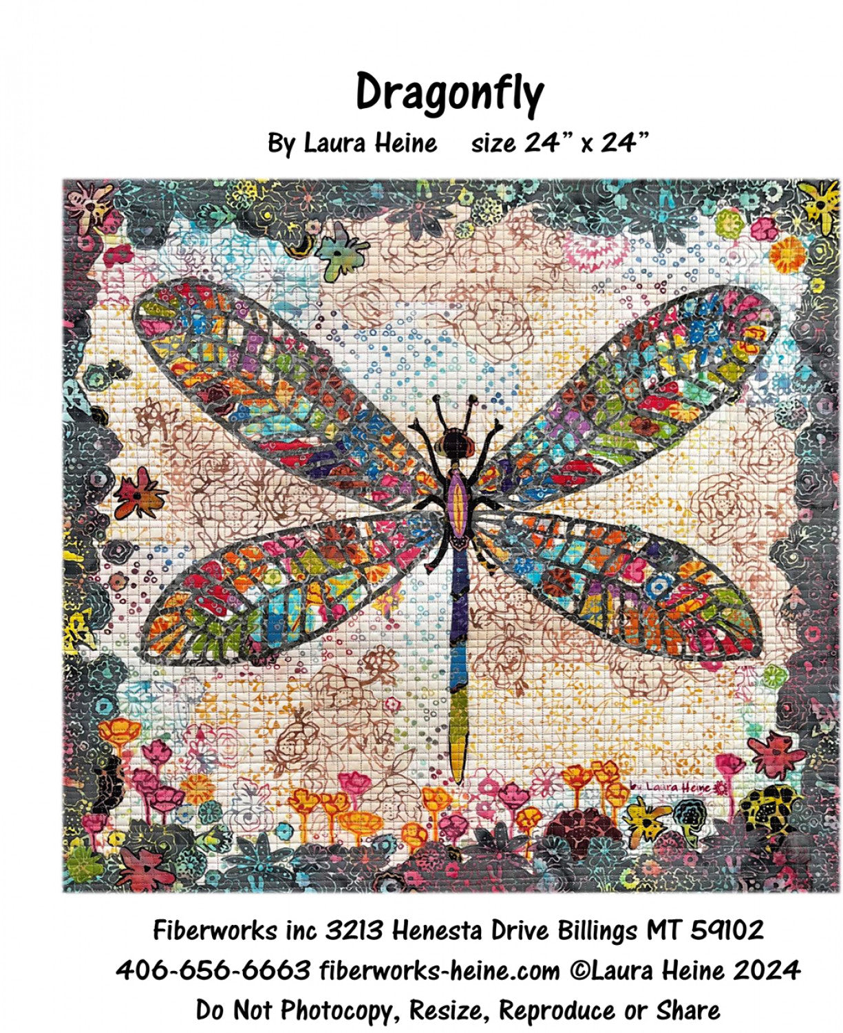 Fiberworks Dragonfly Collage Pattern