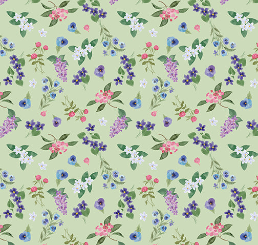 All New England Shop Hop Little Flowers Lt. Sage Fabric