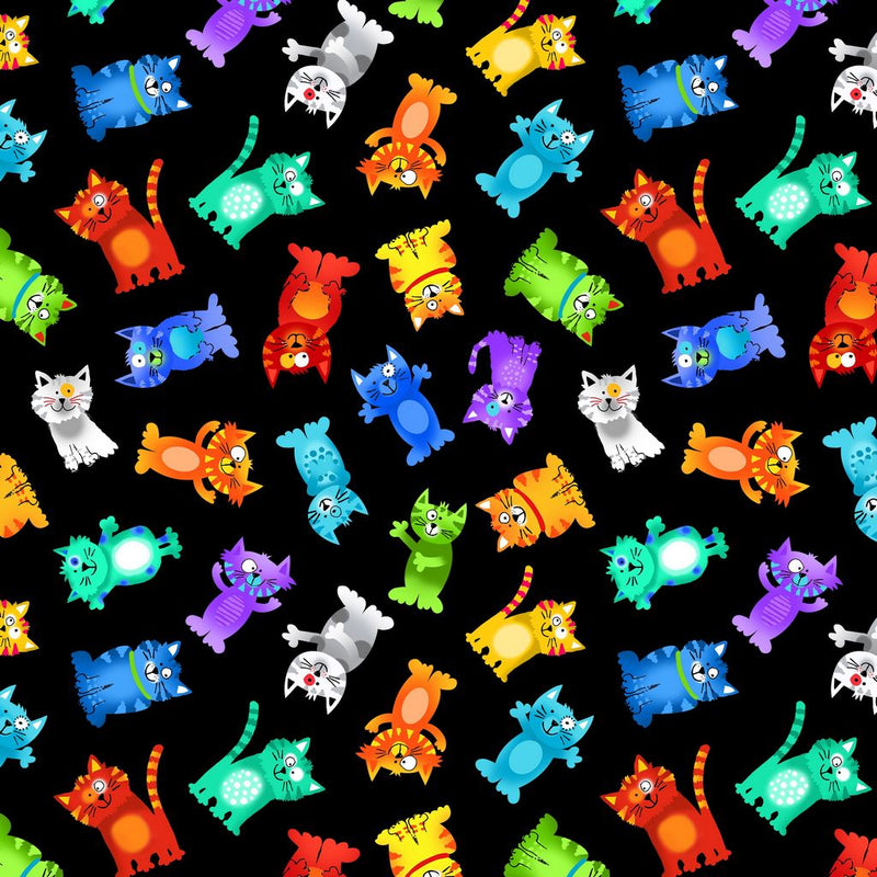 Timeless Treasures Tossed Rainbow Cats Fabric