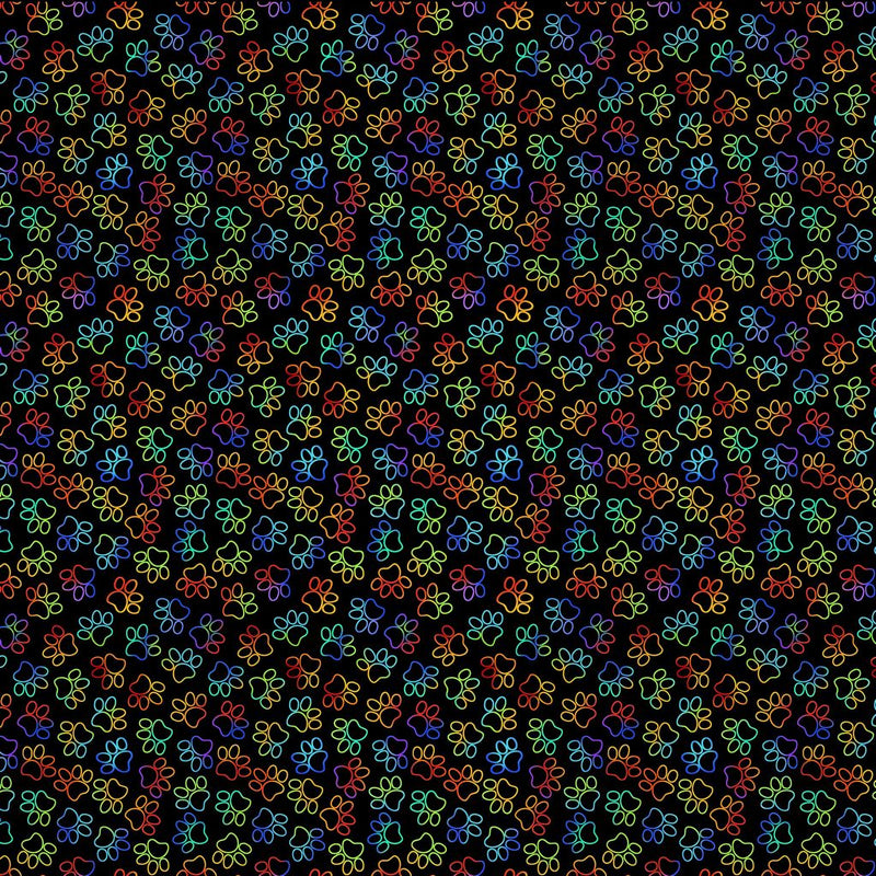 Timeless Treasures Rainbow Cat Paw Prints Fabric