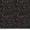 Riley Blake Frank And Friends Icons Glow in The Dark Black Fabric