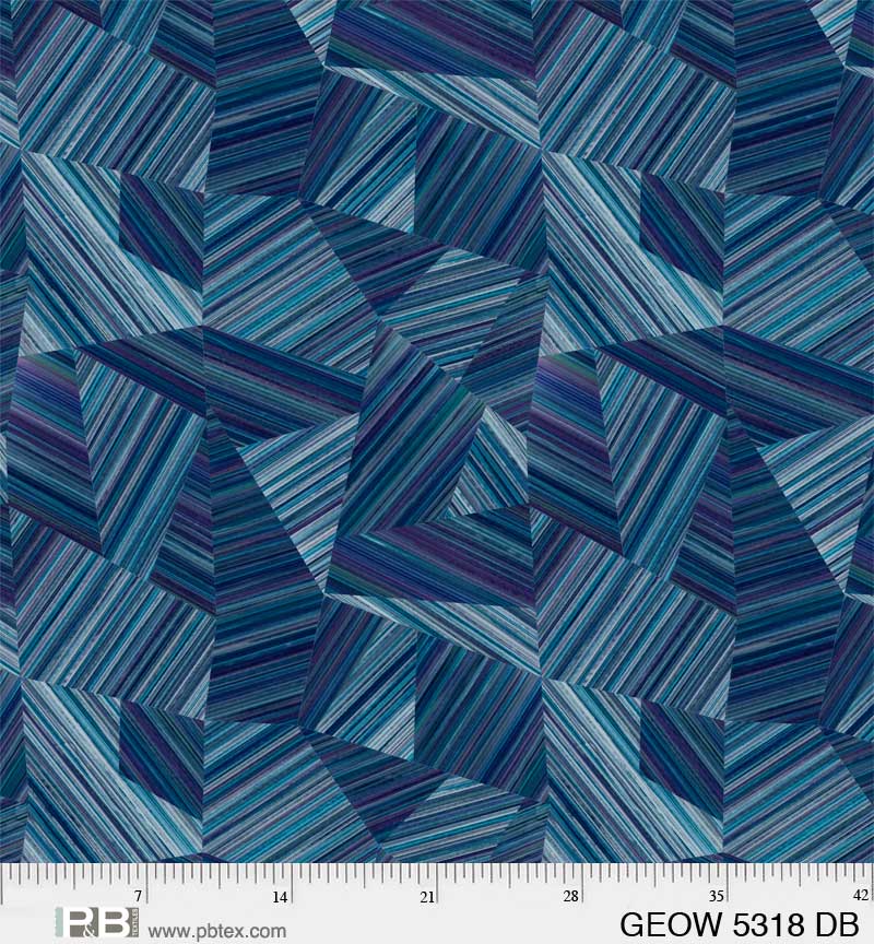 P & B Textiles Geode Geometric Dark Blue Wide Back Fabric