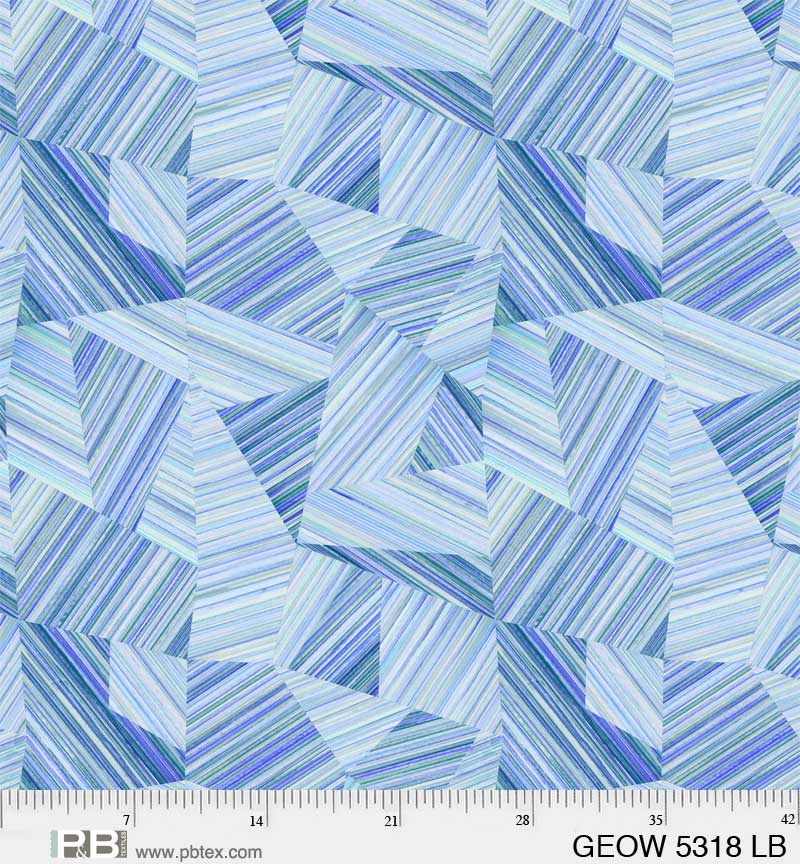 P & B Textiles Geode Geometric Light Blue Wide Back Fabric