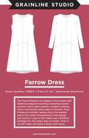 Grainline Studio Farrow Dress Pattern Size 0 to 18