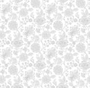Timeless Treasures Tossed Jacobean Floral White On White Fabric