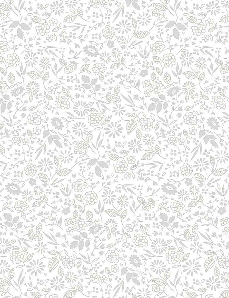 Timeless Treasures Mini Garden White On White Fabric