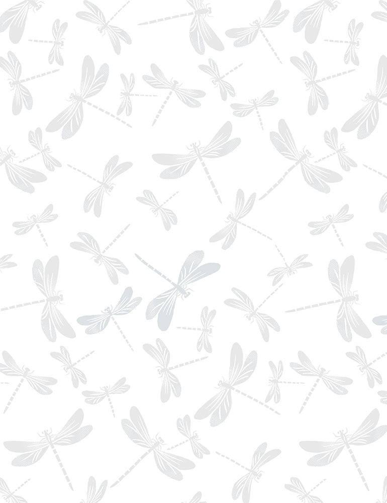 Timeless Treasures Dragonflies White On White Fabric