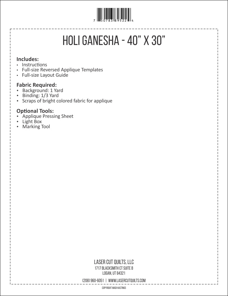 Laser Cut Kit Holi Ganesha Motihari By Madi Hastings