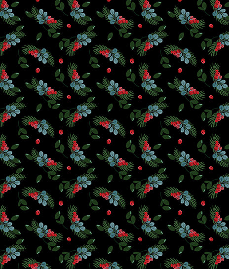 All New England Shop Hop Little Berries Black Fabric