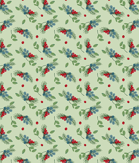 All New England Shop Hop Little Berries Lt. Sage Fabric