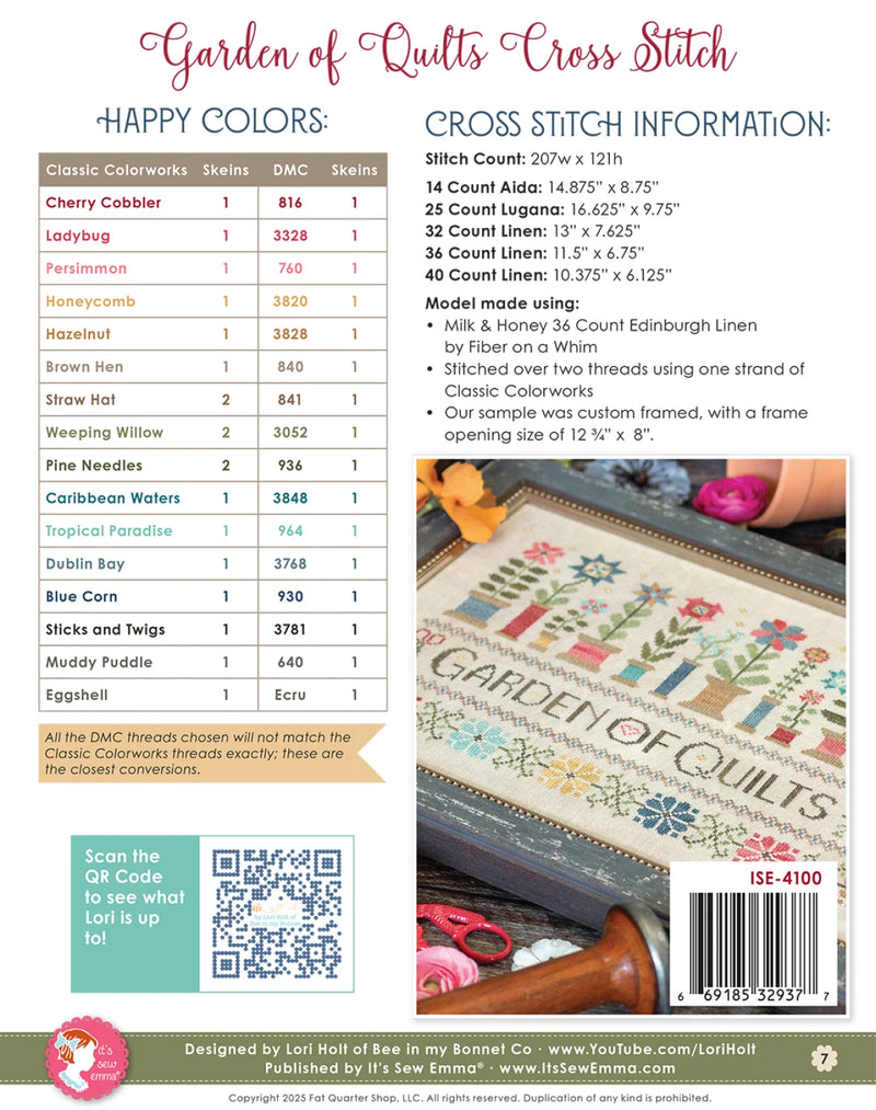 Its Sew Emma Garden Of Quilts Cross Stitch Pattern