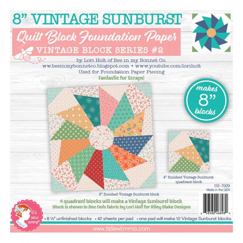 8 Inch Vintage Sunbursts Foundation Paper Pad