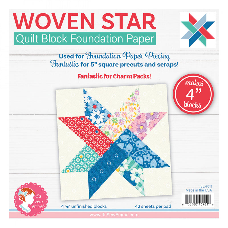 Woven Star Quilt Block Foundation Paper 4in