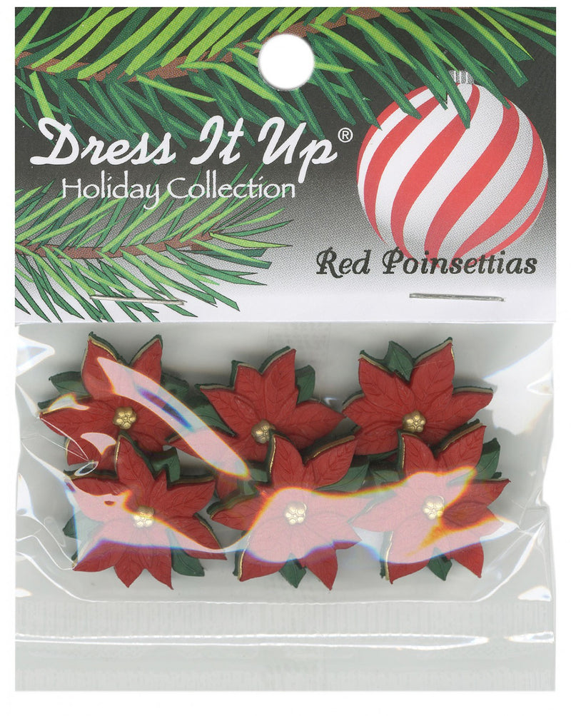 Dress It Up Red Poinsettias Buttons